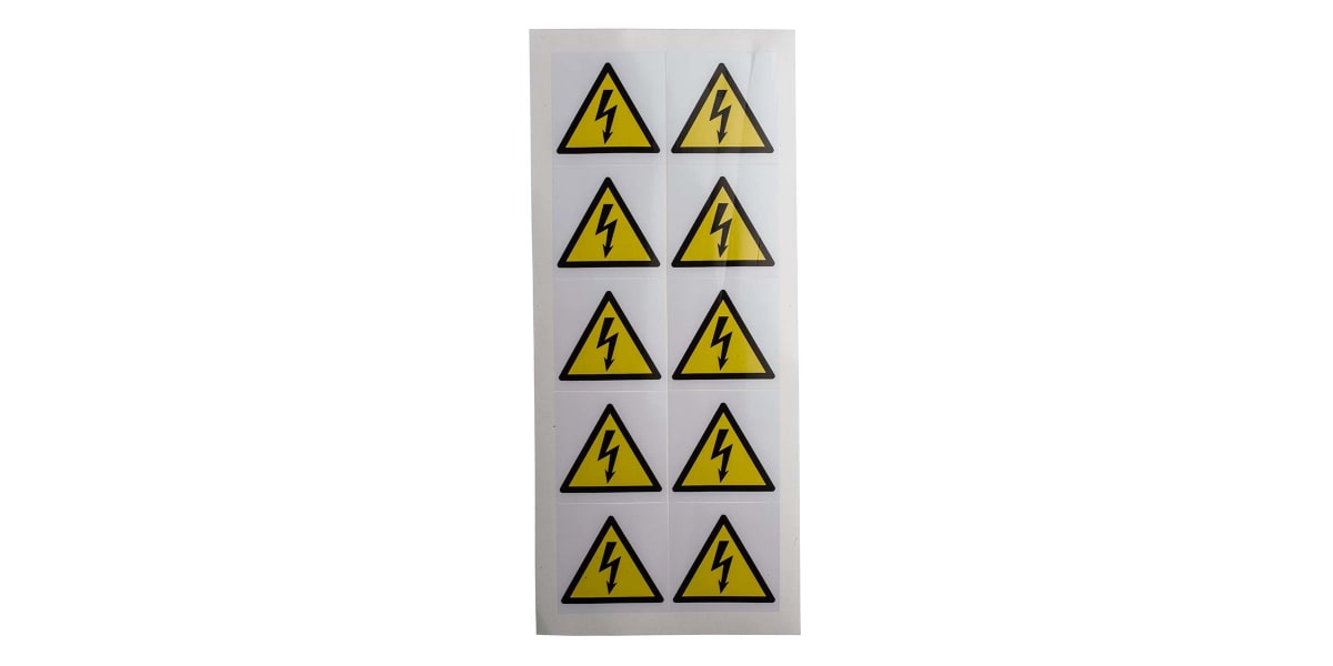 Product image for RS PRO Black/White/Yellow Vinyl Safety Labels, Symbol-Text 50 mm x 50mm