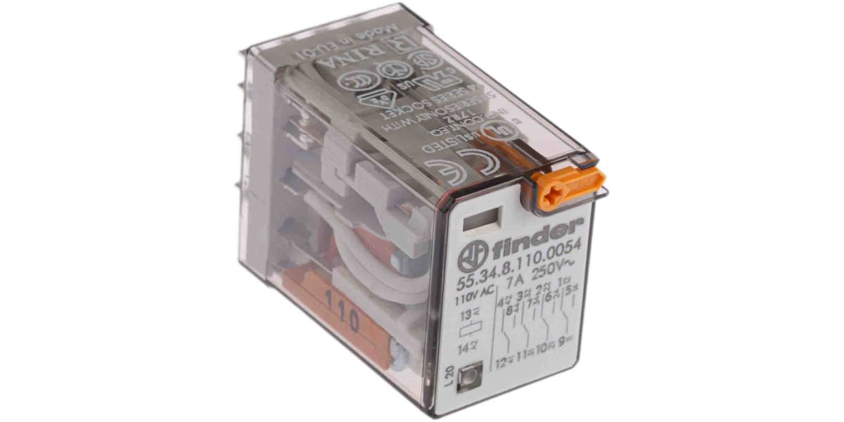 Product image for 4P plug in relay with LED 110Vac 7A