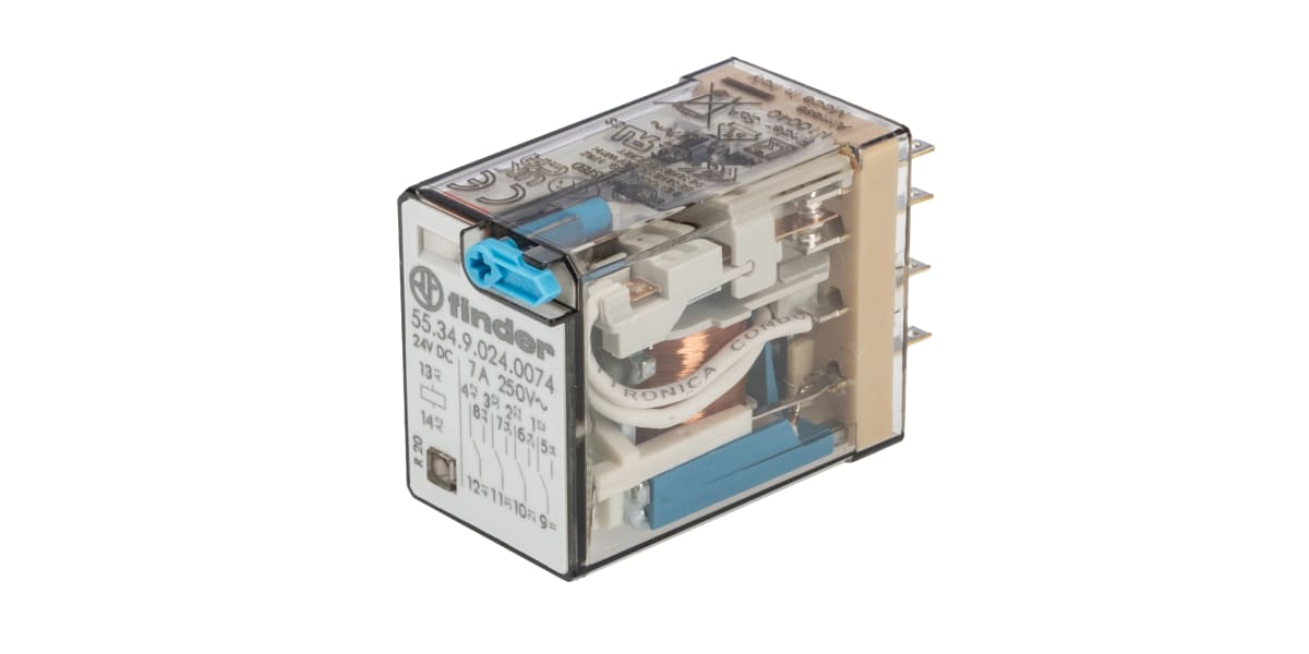 Product image for 4P plug in relay with LED 24V 7A