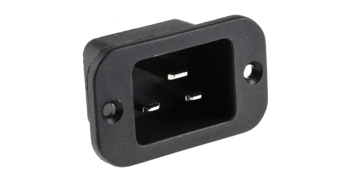 Product image for RS PRO C20 Panel Mount IEC Connector Male, 20.0A, 250.0 V