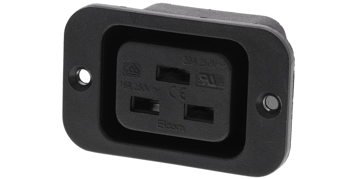 Product image for RS PRO C19 Panel Mount IEC Connector Socket, 20.0A, 250.0 V