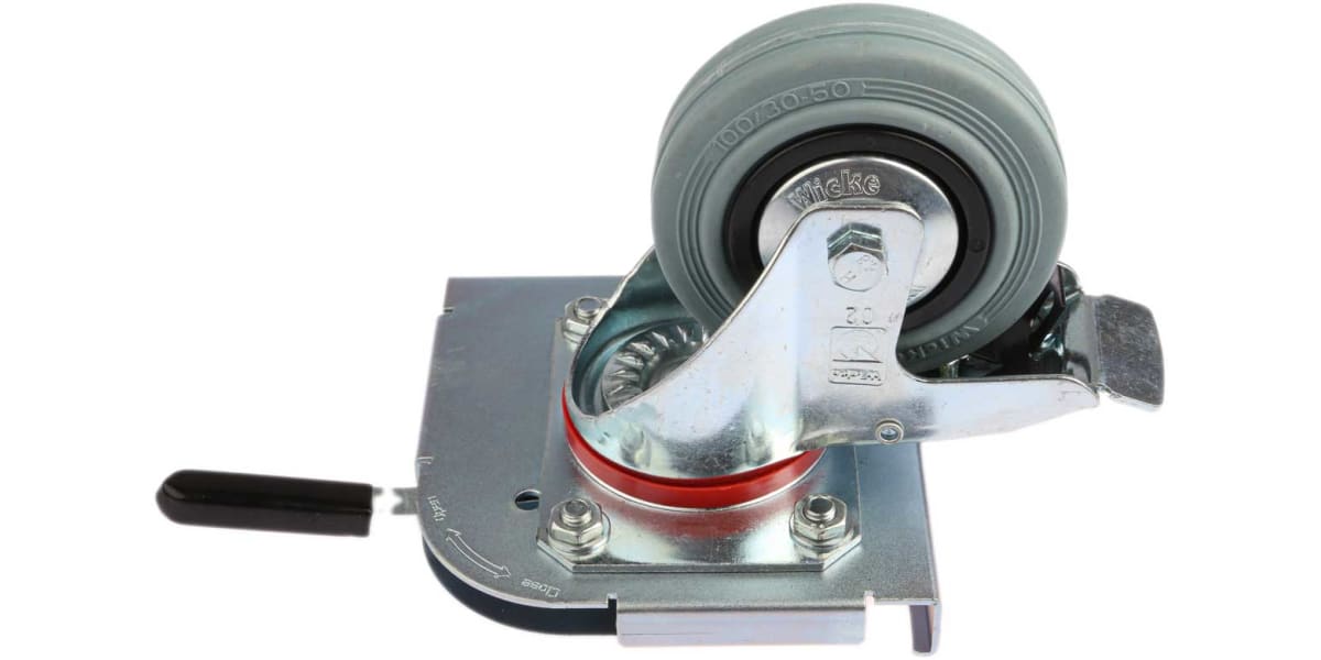 Product image for Zarges Braked Swivel Castor Wheel, 90kg Load Capacity, 100mm Wheel Diameter