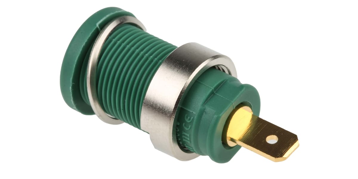 Product image for 4mm safety panel socket,green,25A