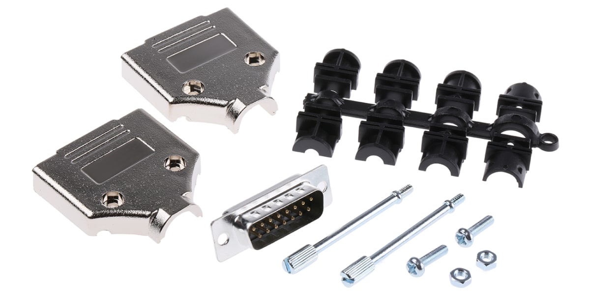 Product image for DSUB PLUG + METALISED HOOD KIT 15WAY