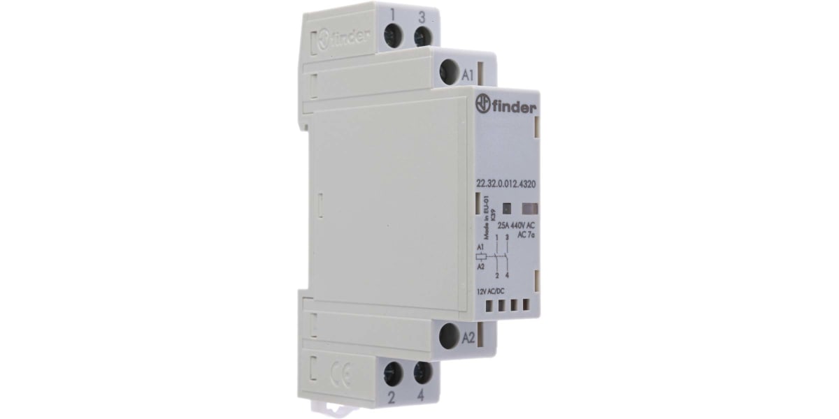 Product image for Modular contactor 2NO 25A 12V ac/dc