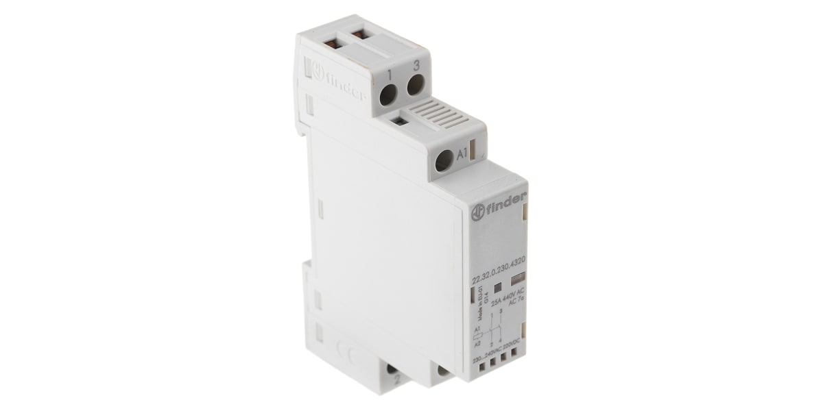 Product image for Finder, 240V ac Coil Non-Latching Relay DPNO, 25A Switching Current DIN Rail, 2 Pole