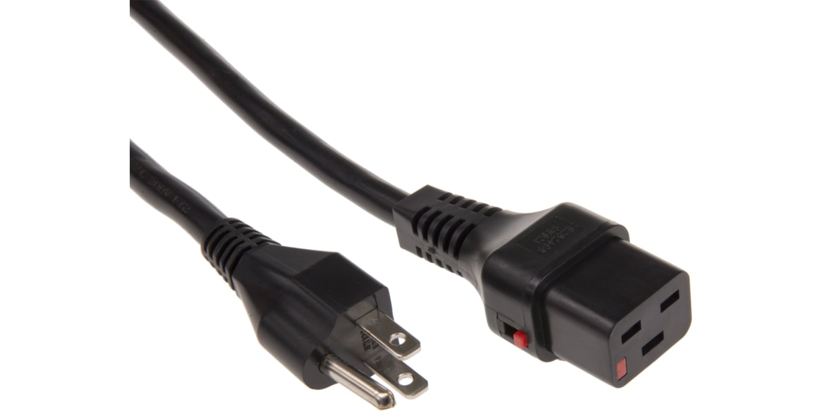 Product image for LOCKING C19 IEC CABLE 6FT US PLUG