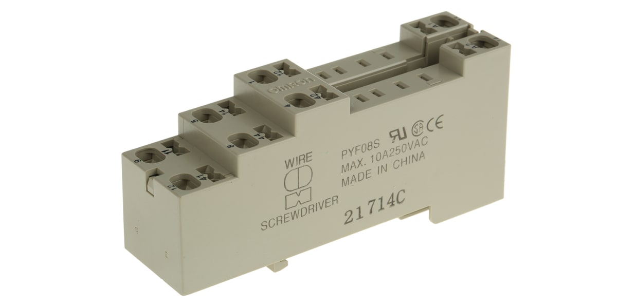 Product image for DIN Rail / Surface 8 Pin Relay Socket