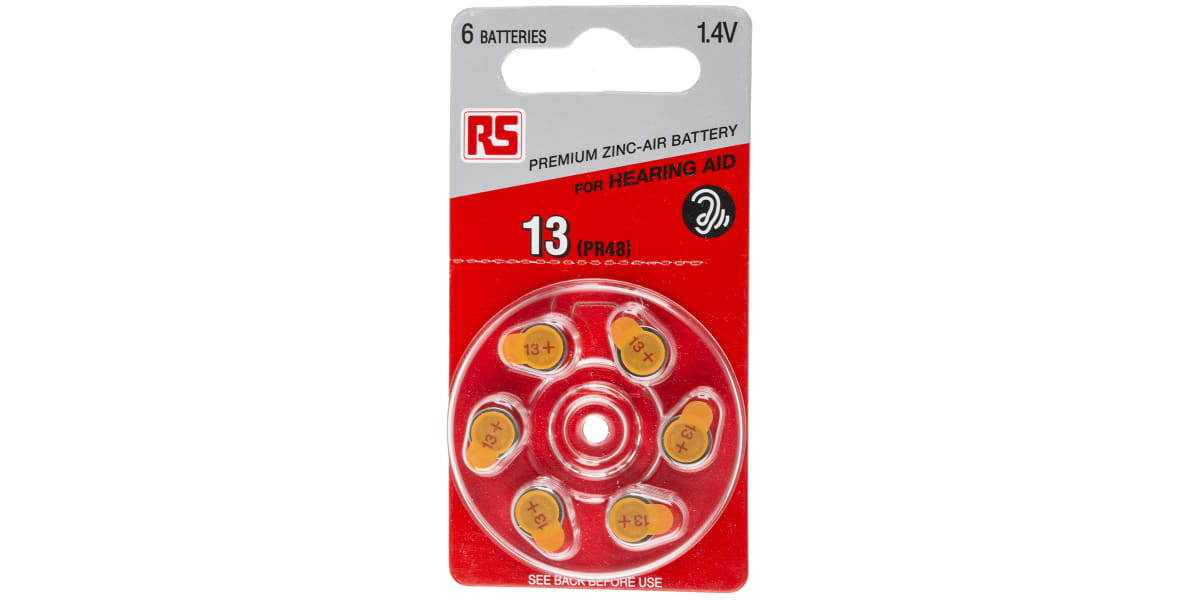 Product image for RS Zinc Air PR48 Battery 6 Pack