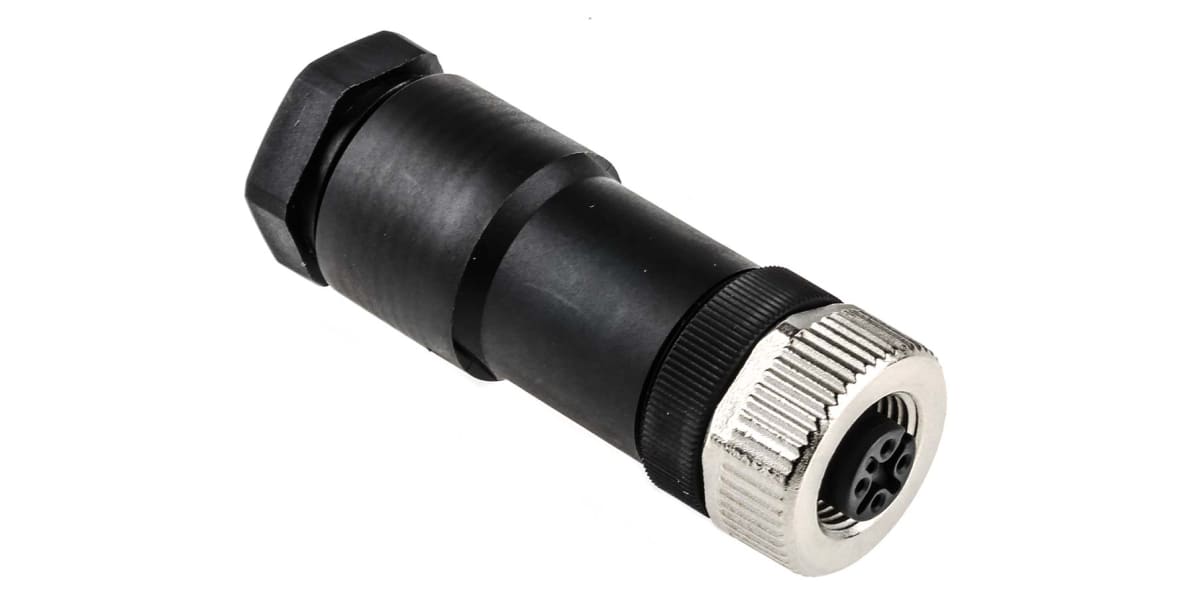 Product image for M12-A,4 pole female power cable conn