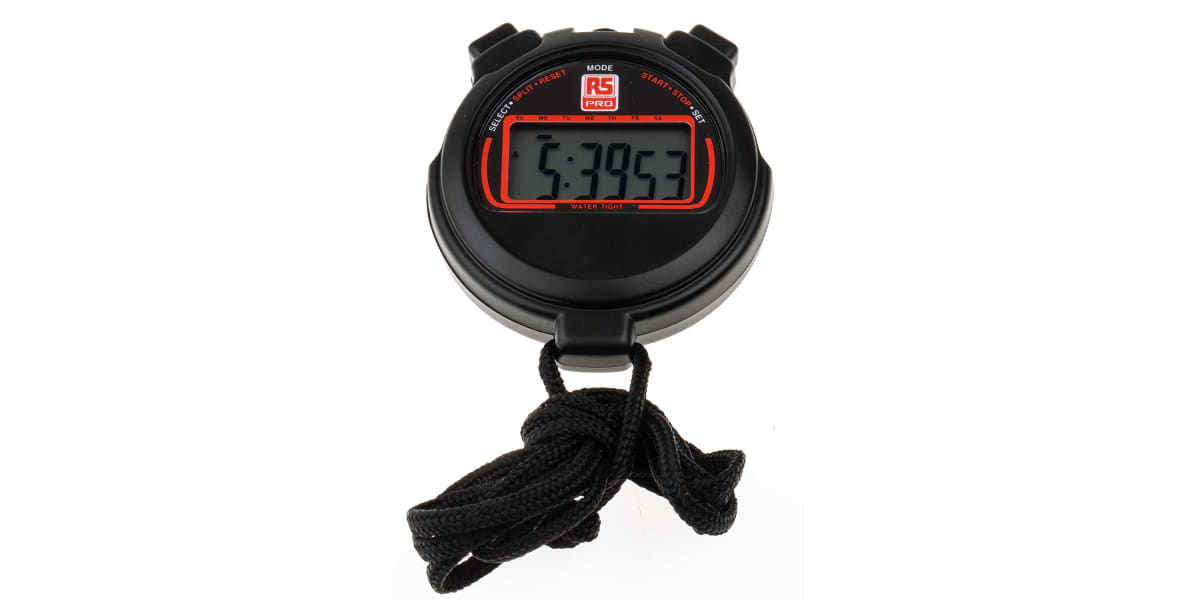 RS PRO Black Digital Desk Stopwatch 10h