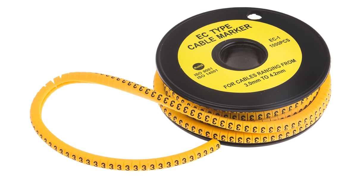 Product image for Slide On PVC Yellow Cable Marker 3