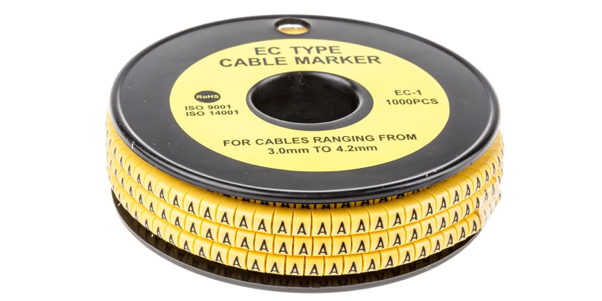 Product image for Slide On PVC Yellow Cable Marker A