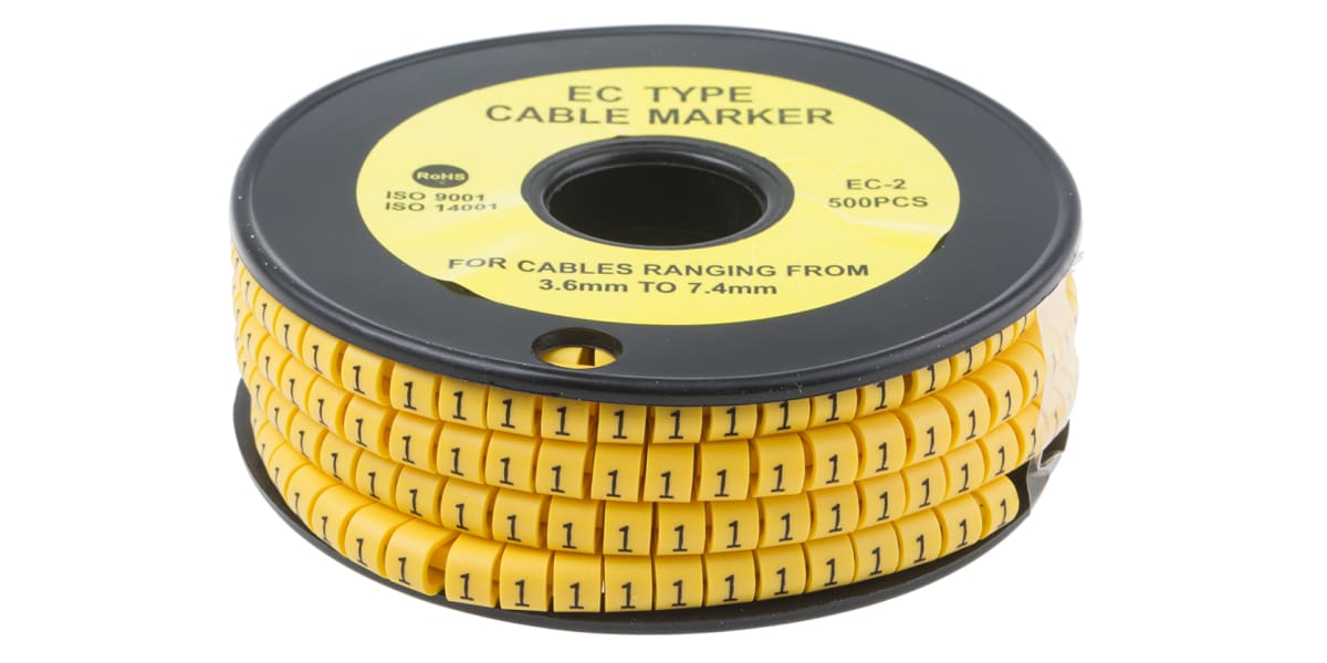 Product image for Slide On PVC Yellow Cable Marker 1