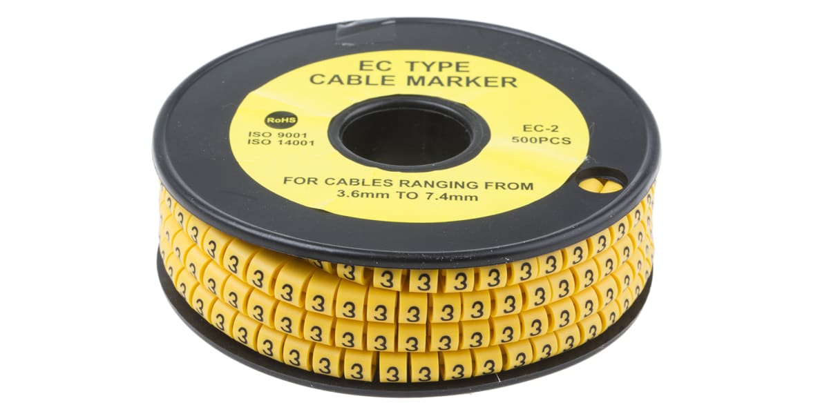 Product image for Slide On PVC Yellow Cable Marker 3