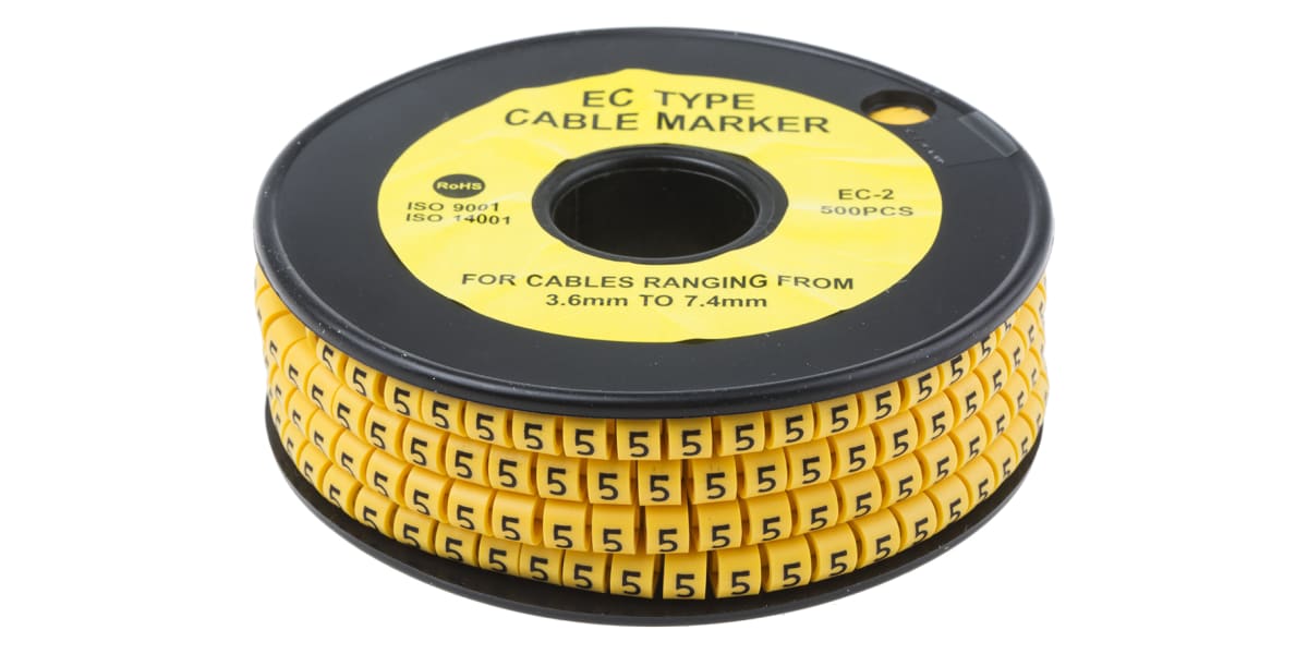 Product image for Slide On PVC Yellow Cable Marker 5