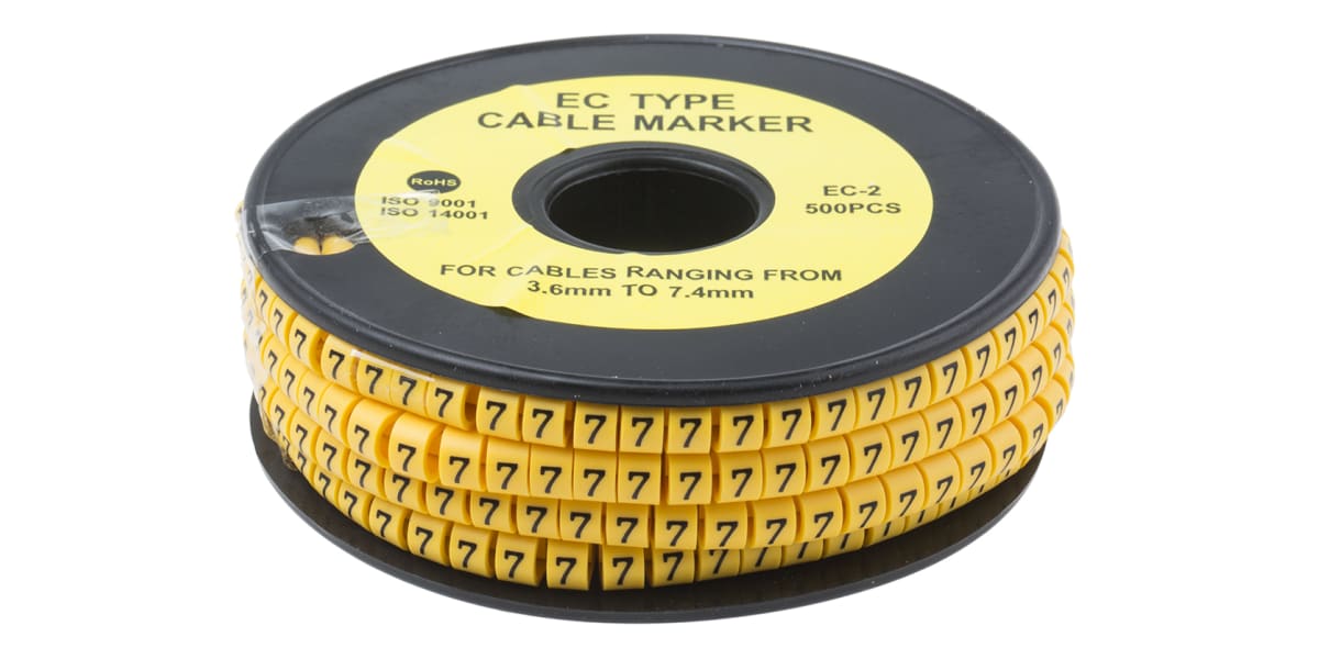 Product image for Slide On PVC Yellow Cable Marker 7