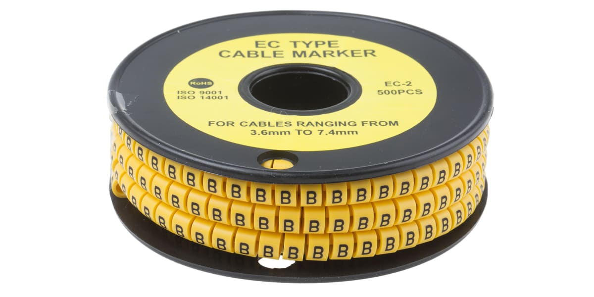 Product image for Slide On PVC Yellow Cable Marker B