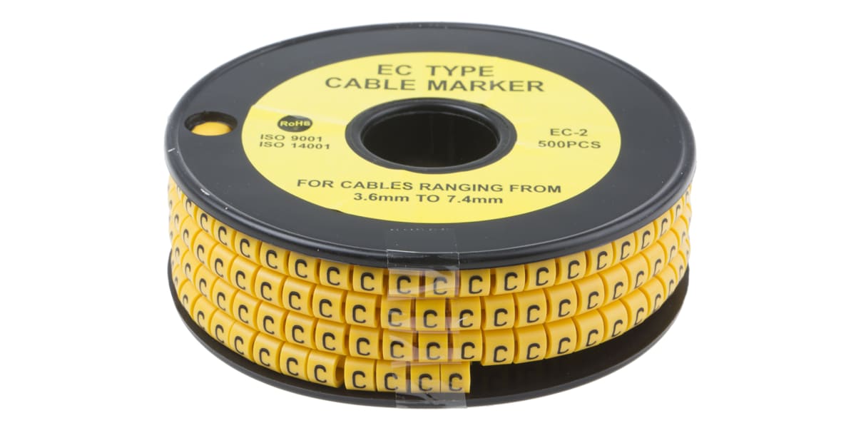 Product image for Slide On PVC Yellow Cable Marker C