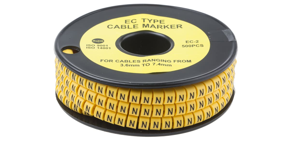 Product image for Slide On PVC Yellow Cable Marker N