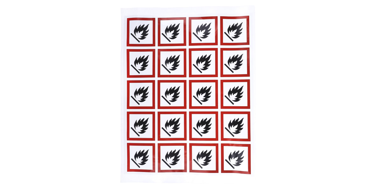 Product image for 40x40mm Flammable GHS Label, Sheet of 20