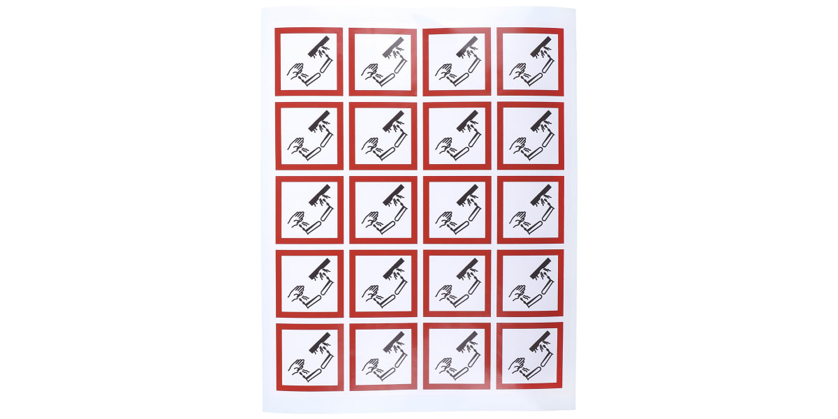 Product image for 40x40mm Corrosive GHS Label, Sheet of 20