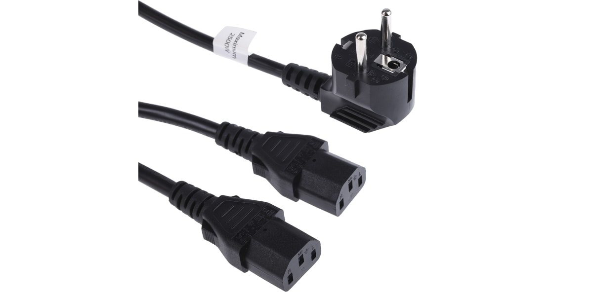 Product image for Power Cord C13 x 2 to Schuko Y lead