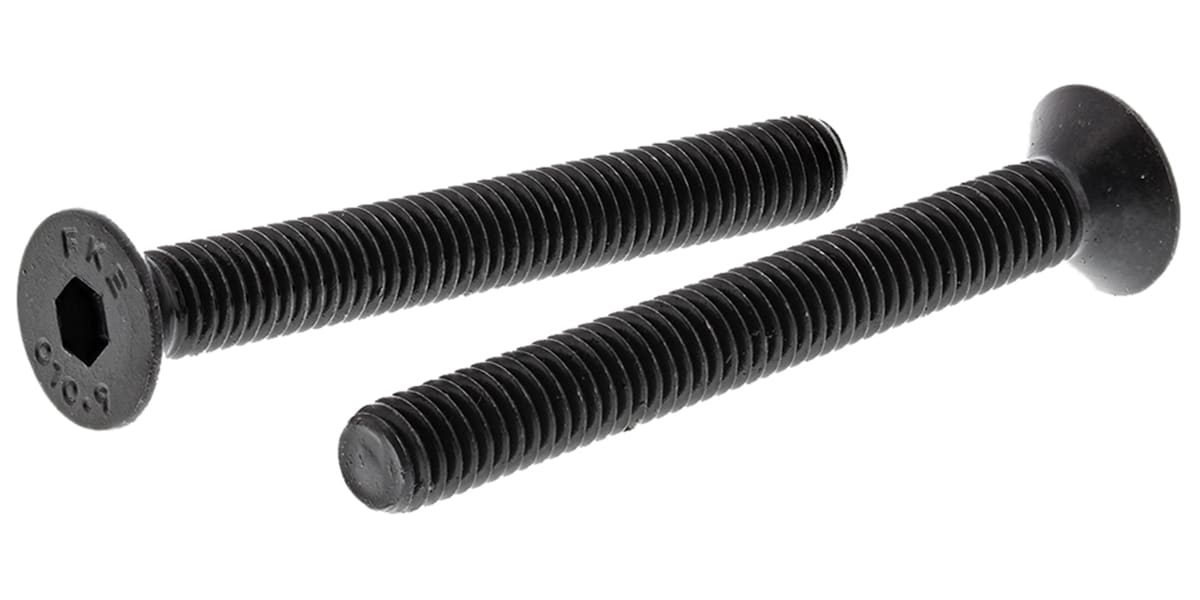 Product image for Blk steel hex skt csk head screw,M6x50mm