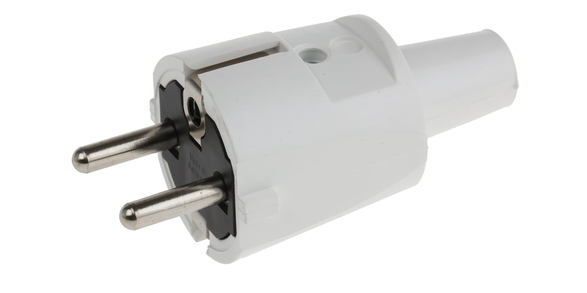 Product image for SCHUKO STRAIGHT PLUG PVC WHITE CEE 7 16A