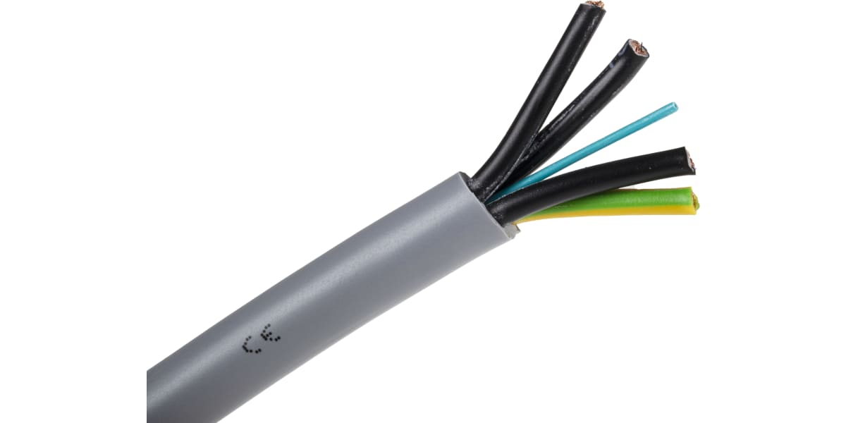 Product image for RS PRO 4 Core Unscreened YY Control Cable, 4 mm², Grey PVC Sheath, 50m, 11 AWG