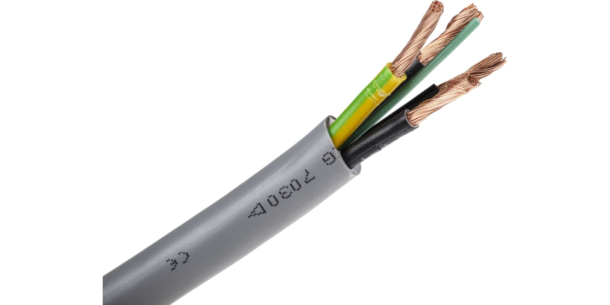 Product image for RS PRO 4 Core Unscreened YY Control Cable, 6 mm², Grey PVC Sheath, 50m, 9 AWG