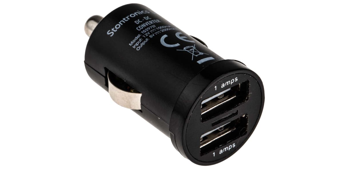 Product image for Dual USB DC/DC Adapter 12Vin 5Vout 2x1A