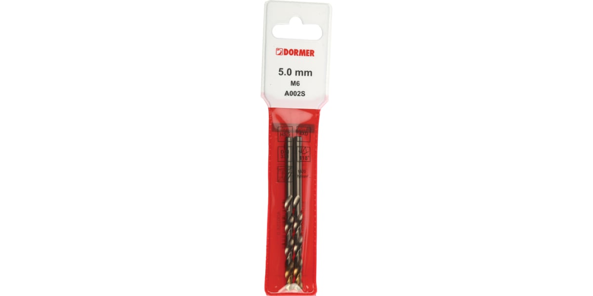 Product image for Dormer HSS-TiN Twist Drill Bit, 5mm x 86 mm