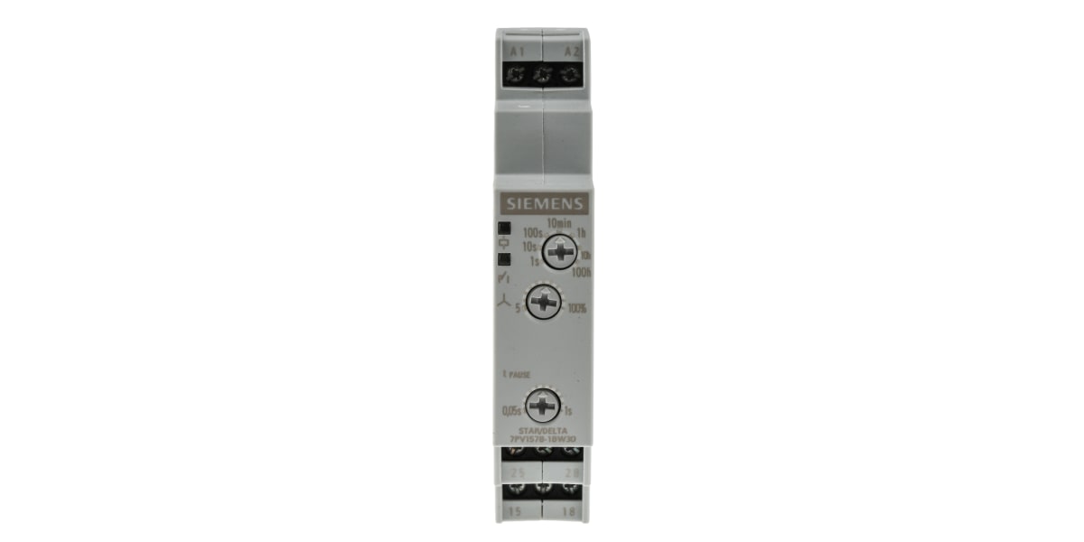 Product image for Siemens DPNO Multi Function Timer Relay, Star Delta, 12 → 240 V 0.05 → 360000 s, DIN Rail Mount