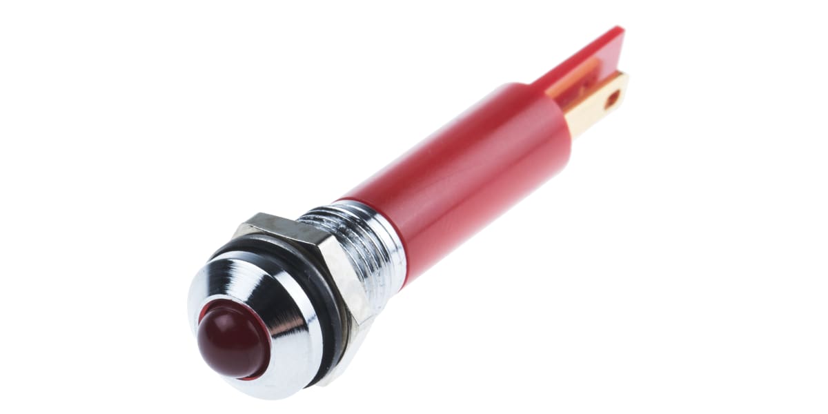 Product image for 8MM PROMINENT LOW CURRENT LED, RED 12VDC