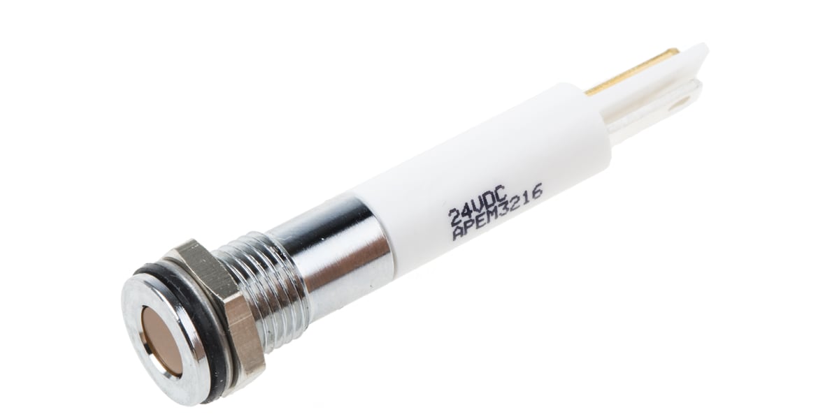 Product image for 8mm flush low current LED, orange 24Vdc