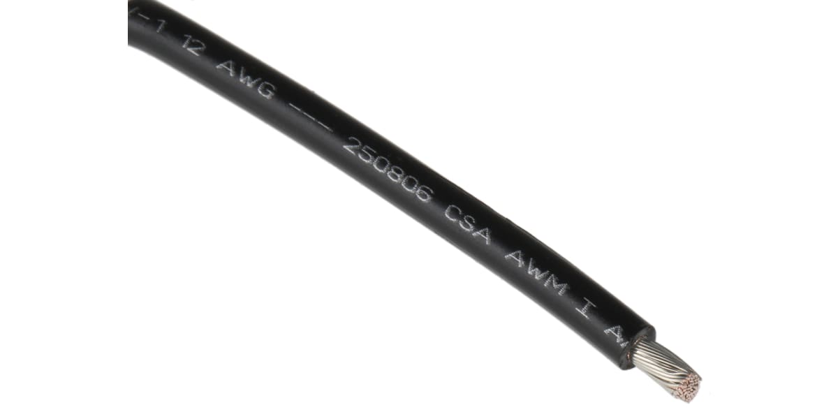 Product image for Wire 12 AWG PVC 600V UL1015 Black 30m