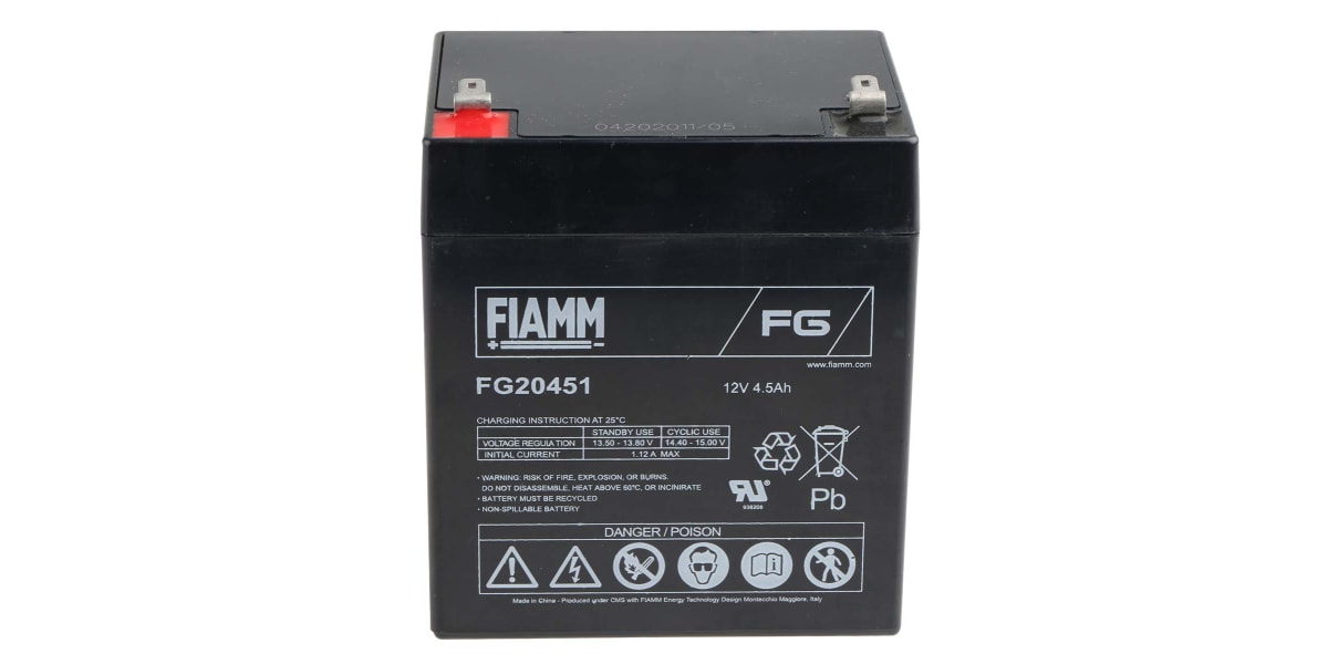 Product image for FIAMM LEAD ACID BATTERY 12V 4.5AH