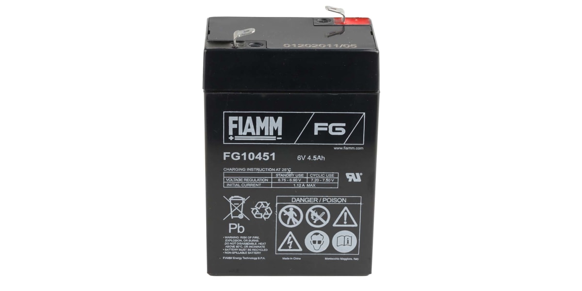 Product image for FIAMM LEAD ACID BATTERY 6V 4.5AH