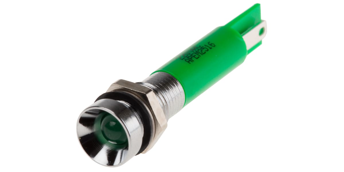 Product image for 8mm recess hyper bright LED, green 220V