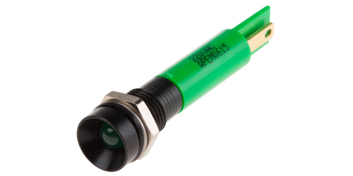 Product image for 8mm recess hyper bright LED, green 220V