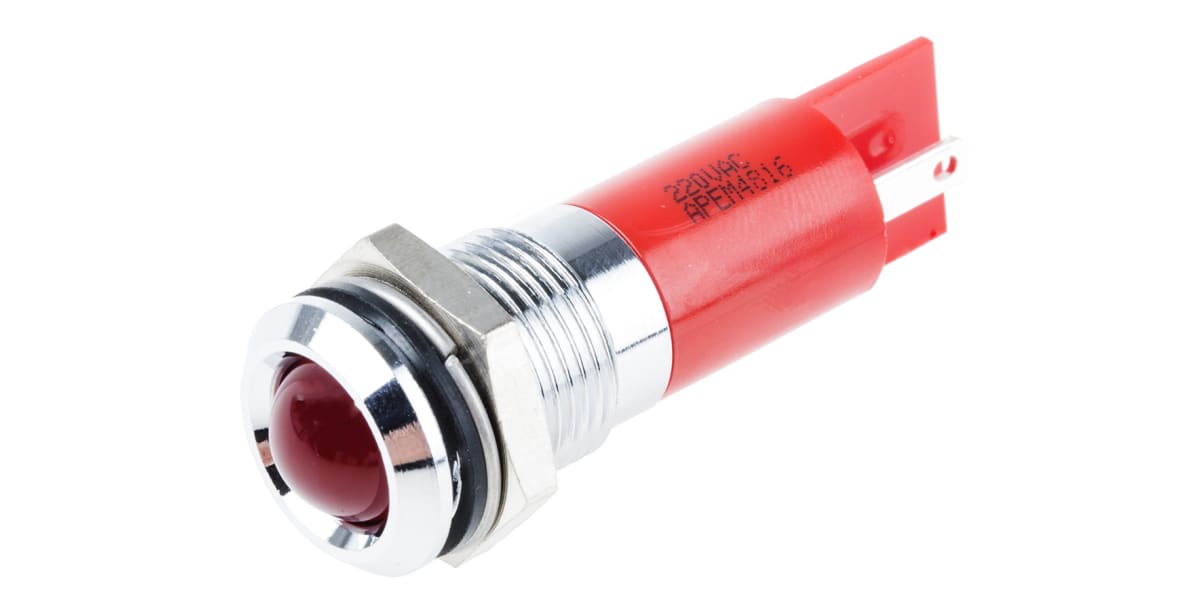 Product image for 14mm prom hyper bright LED, red 220Vac