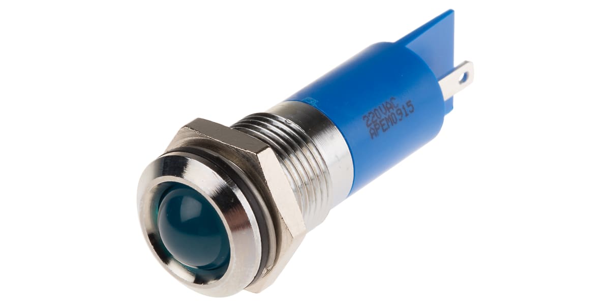 Product image for 14mm prom hyper bright LED, blue 220Vac