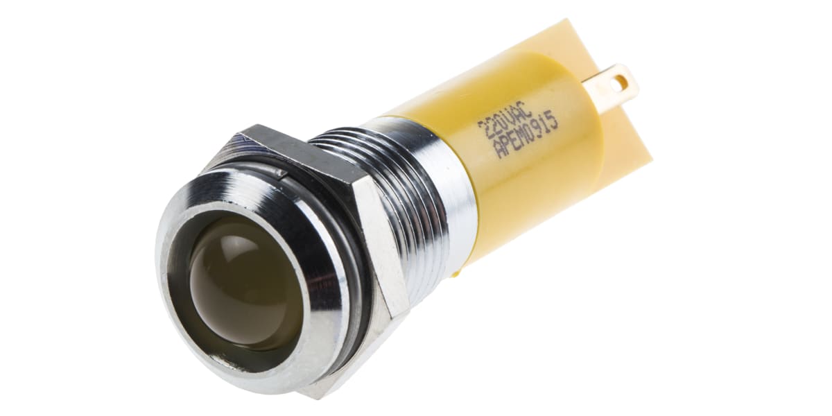 Product image for 14mm prom hyper bright LED,yellow 220Vac