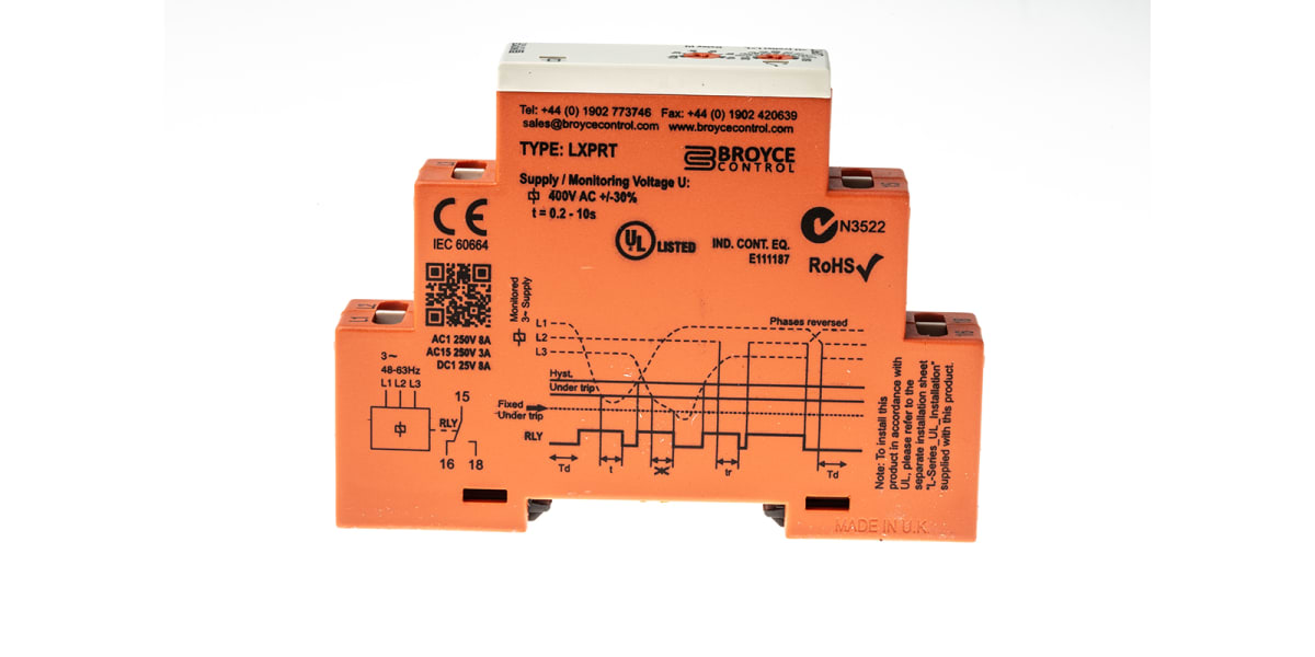 Product image for Broyce Control Phase, Voltage Monitoring Relay With SPDT Contacts, Undervoltage