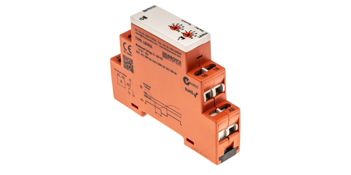 Product image for Broyce Control Voltage Monitoring Relay With SPDT Contacts, Undervoltage