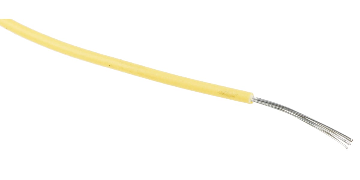 RS PRO Yellow 0.08 mm² Hook Up Wire, 28 AWG, 7/0.12 mm, 100m - RS