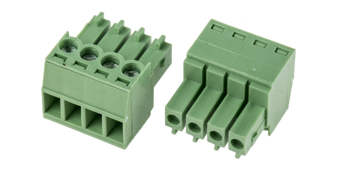 Product image for 3.5mm PCB terminal block, R/A plug, 4P