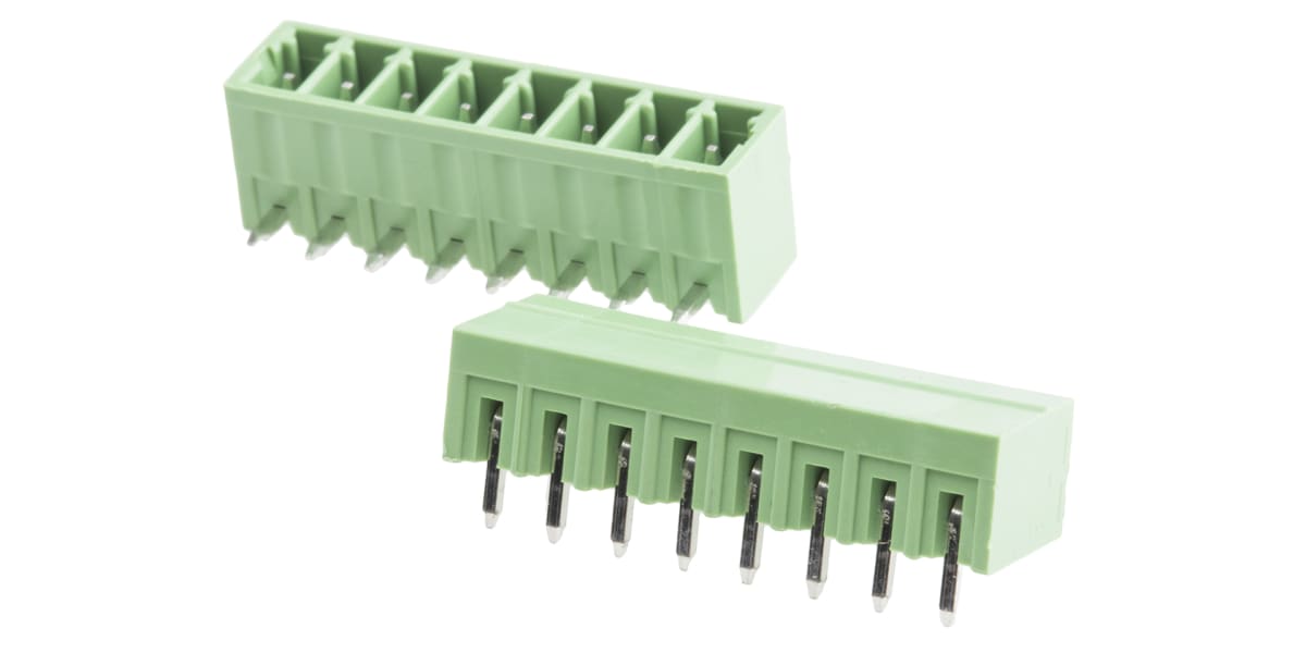 Product image for 3.5mm PCB terminal block, R/A header, 8P