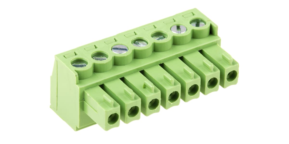 Product image for 3.81mm PCB terminal block, R/A plug, 7P